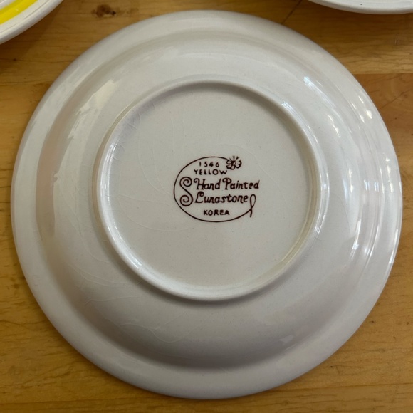 Set of 9 Vintage - 1546 Yellow Hand Painted Lunastone - Korea - Picture 2 of 16